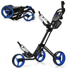 Load image into Gallery viewer, Gymax 3 Wheels Foldable Golf Push Pull Cart Trolley w/ Mesh Bag Foot Brake