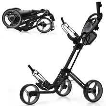 Load image into Gallery viewer, Gymax 3 Wheels Foldable Golf Push Pull Cart Trolley w/ Mesh Bag Foot Brake