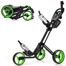 Load image into Gallery viewer, Gymax 3 Wheels Foldable Golf Push Pull Cart Trolley w/ Mesh Bag Foot Brake