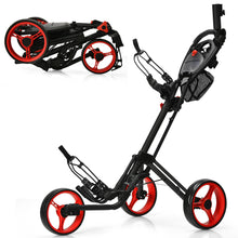 Load image into Gallery viewer, Gymax 3 Wheels Foldable Golf Push Pull Cart Trolley w/ Mesh Bag Foot Brake