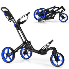 Load image into Gallery viewer, Gymax 3 Wheels Foldable Golf Push Pull Cart Trolley w/ Adjustable Handle Brake