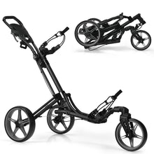Load image into Gallery viewer, Gymax 3 Wheels Foldable Golf Push Pull Cart Trolley w/ Adjustable Handle Brake