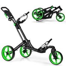 Load image into Gallery viewer, Gymax 3 Wheels Foldable Golf Push Pull Cart Trolley w/ Adjustable Handle Brake