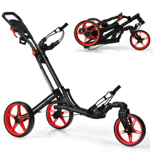 Load image into Gallery viewer, Gymax 3 Wheels Foldable Golf Push Pull Cart Trolley w/ Adjustable Handle Brake