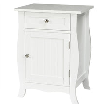 Load image into Gallery viewer, Gymax Accent End Table with Drawer Storage Cabinet Wooden Nightstand White