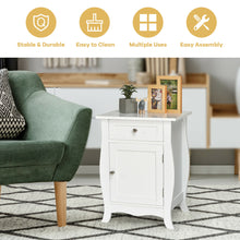 Load image into Gallery viewer, Gymax Accent End Table with Drawer Storage Cabinet Wooden Nightstand White