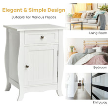 Load image into Gallery viewer, Gymax Accent End Table with Drawer Storage Cabinet Wooden Nightstand White