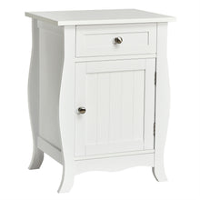 Load image into Gallery viewer, Gymax Accent End Table with Drawer Storage Cabinet Wooden Nightstand White
