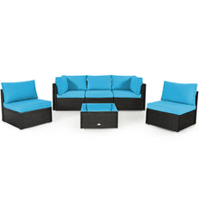 Load image into Gallery viewer, Gymax 6PCS Rattan Outdoor Sectional Sofa Set Patio Furniture Set w/ Turquoise Cushions