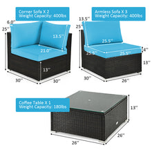 Load image into Gallery viewer, Gymax 6PCS Rattan Outdoor Sectional Sofa Set Patio Furniture Set w/ Turquoise Cushions