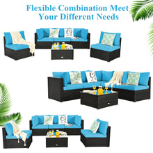 Load image into Gallery viewer, Gymax 6PCS Rattan Outdoor Sectional Sofa Set Patio Furniture Set w/ Turquoise Cushions