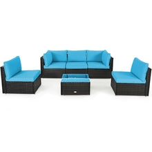 Load image into Gallery viewer, Gymax 6PCS Rattan Outdoor Sectional Sofa Set Patio Furniture Set w/ Turquoise Cushions