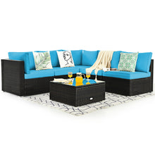 Load image into Gallery viewer, Gymax 6PCS Rattan Outdoor Sectional Sofa Set Patio Furniture Set w/ Turquoise Cushions