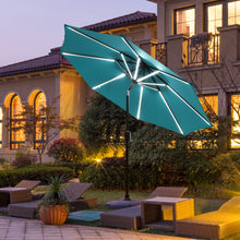 Load image into Gallery viewer, Gymax 9 ft Patio Table Market Umbrella Garden Outdoor w/ 16 Solar LED Lights