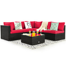 Load image into Gallery viewer, Gymax 6PCS Rattan Outdoor Sectional Sofa Set Patio Furniture Set w/ Red Cushions