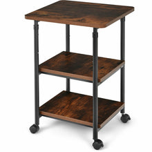 Load image into Gallery viewer, Gymax 3-Tier Rolling Adjustable Printer Cart Machine Stand Storage Rack Brown