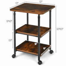 Load image into Gallery viewer, Gymax 3-Tier Rolling Adjustable Printer Cart Machine Stand Storage Rack Brown