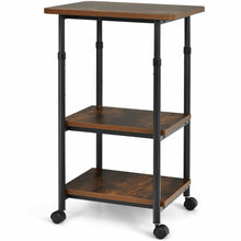 Load image into Gallery viewer, Gymax 3-Tier Rolling Adjustable Printer Cart Machine Stand Storage Rack Brown