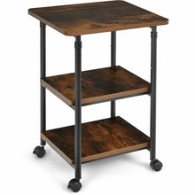 Load image into Gallery viewer, Gymax 3-Tier Rolling Adjustable Printer Cart Machine Stand Storage Rack Brown