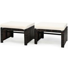 Load image into Gallery viewer, Gymax Set of 2 Rattan Ottoman Footrest Footstool Patio Furniture w/ Cushion