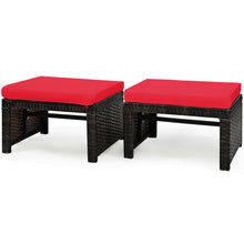 Load image into Gallery viewer, Gymax Set of 2 Rattan Ottoman Footrest Footstool Patio Furniture w/ Cushion