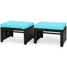 Load image into Gallery viewer, Gymax Set of 2 Rattan Ottoman Footrest Footstool Patio Furniture w/ Cushion