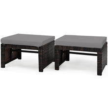 Load image into Gallery viewer, Gymax Set of 2 Rattan Ottoman Footrest Footstool Patio Furniture w/ Cushion