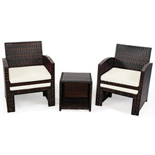 Load image into Gallery viewer, Gymax 5PCS Rattan Patio Furniture Set Chair & Ottoman Set w/ White Cushions