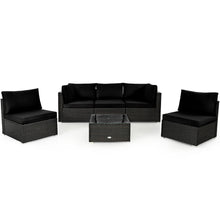 Load image into Gallery viewer, Gymax 6PCS Rattan Outdoor Sectional Sofa Set Patio Furniture Set w/ Black Cushions