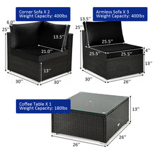 Load image into Gallery viewer, Gymax 6PCS Rattan Outdoor Sectional Sofa Set Patio Furniture Set w/ Black Cushions