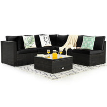 Load image into Gallery viewer, Gymax 6PCS Rattan Outdoor Sectional Sofa Set Patio Furniture Set w/ Black Cushions