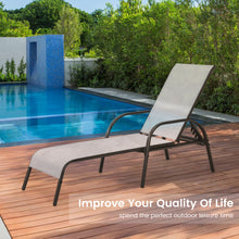 Load image into Gallery viewer, Gymax Adjustable Chaise Lounge Chair Recliner Patio Yard Outdoor w/ Armrest Grey