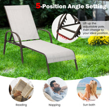 Load image into Gallery viewer, Gymax Adjustable Chaise Lounge Chair Recliner Patio Yard Outdoor w/ Armrest Grey