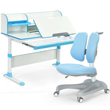 Load image into Gallery viewer, Gymax Adjustable Kids Study Desk Drafting Table Chair Set w/ Bookshelf
