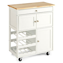 Load image into Gallery viewer, Gymax Rolling Kitchen Island Serving Cart Storage Cabinet w/ Wine Rack