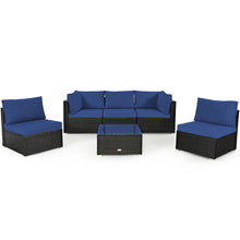 Load image into Gallery viewer, Gymax 6PCS Rattan Outdoor Sectional Sofa Set Patio Furniture Set w/ Navy Cushions