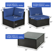 Load image into Gallery viewer, Gymax 6PCS Rattan Outdoor Sectional Sofa Set Patio Furniture Set w/ Navy Cushions