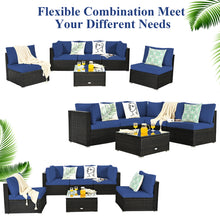 Load image into Gallery viewer, Gymax 6PCS Rattan Outdoor Sectional Sofa Set Patio Furniture Set w/ Navy Cushions