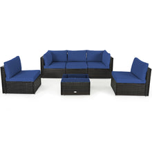 Load image into Gallery viewer, Gymax 6PCS Rattan Outdoor Sectional Sofa Set Patio Furniture Set w/ Navy Cushions