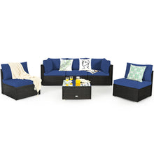 Load image into Gallery viewer, Gymax 6PCS Rattan Outdoor Sectional Sofa Set Patio Furniture Set w/ Navy Cushions