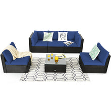 Load image into Gallery viewer, Gymax 6PCS Rattan Outdoor Sectional Sofa Set Patio Furniture Set w/ Navy Cushions