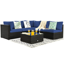 Load image into Gallery viewer, Gymax 6PCS Rattan Outdoor Sectional Sofa Set Patio Furniture Set w/ Navy Cushions