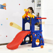 Load image into Gallery viewer, Gymax 6-in-1 Freestanding Kids Slide w/ Basketball Hoop Play Climber Slide Set