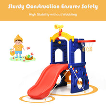 Load image into Gallery viewer, Gymax 6-in-1 Freestanding Kids Slide w/ Basketball Hoop Play Climber Slide Set