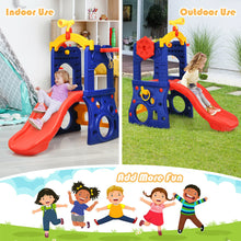 Load image into Gallery viewer, Gymax 6-in-1 Freestanding Kids Slide w/ Basketball Hoop Play Climber Slide Set