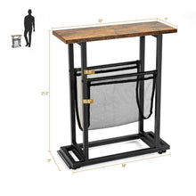 Load image into Gallery viewer, Gymax Industrial End Side Table Mesh Magazine Holder Nightstand Rustic Brown