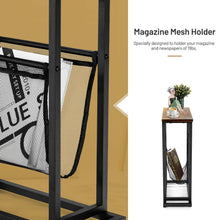 Load image into Gallery viewer, Gymax Industrial End Side Table Mesh Magazine Holder Nightstand Rustic Brown