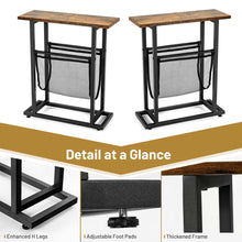 Load image into Gallery viewer, Gymax Industrial End Side Table Mesh Magazine Holder Nightstand Rustic Brown