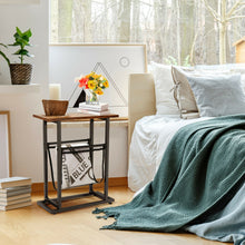 Load image into Gallery viewer, Gymax 2PCS Industrial End Side Table Nightstand with Mesh Holder Rustic Brown