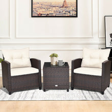 Load image into Gallery viewer, Gymax 3PCS Outdoor Patio Rattan Conversation Set Garden Yard w/ Off White Cushions